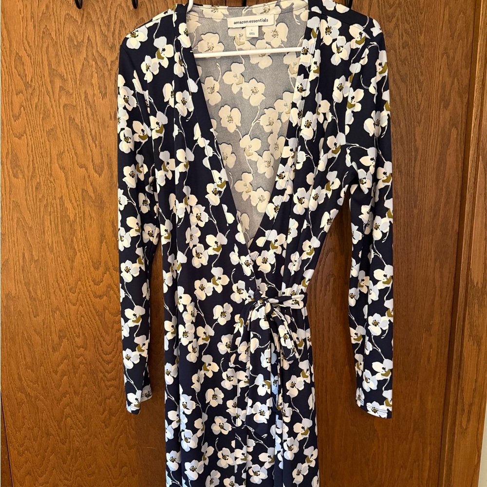 Floral Long-Sleeve Wrap Dress